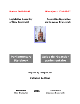 Parliamentary Stylebook Guide de rédaction parlementaire