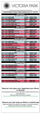 Class schedule - Victoria Park