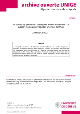 Article (Published version) - Archive ouverte UNIGE