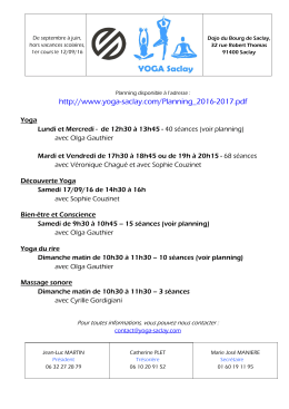 Yoga Lundi et Mercredi - de 12h30 à 13h45