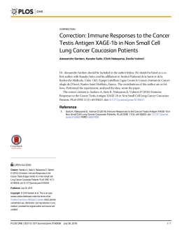 Correction: Immune Responses to the Cancer Testis Antigen
