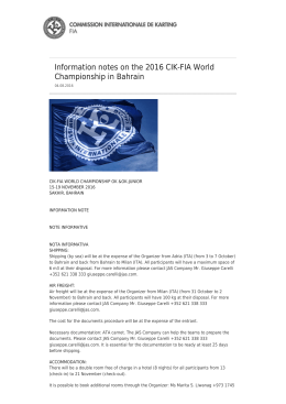 Information note on the 2016 CIK-FIA World