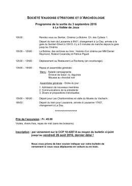 Programme - SVHA - Société Vaudoise d`Histoire et d`Archéologie