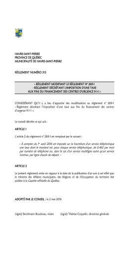 Règlement n° 313 - Havre-Saint