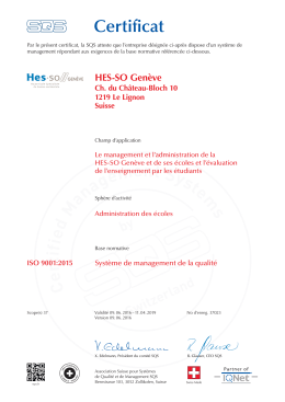 Voir le certificat ISO 9001:2015 - HES