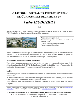 Cadre IBODE (H/F) - Centre Hospitalier de Cornouaille