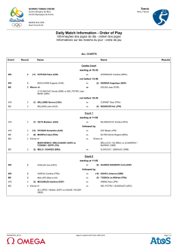 Daily Match Information - Order of Play