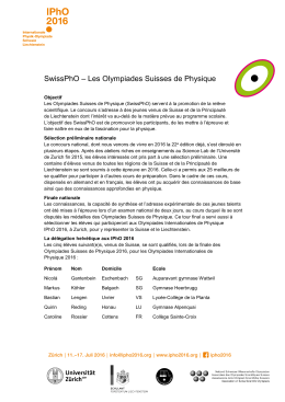 SwissPhO – Les Olympiades Suisses de Physique