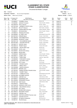 classement de l`etape stage classification
