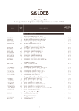 Retail Price List August 2016 To order any of the wines in