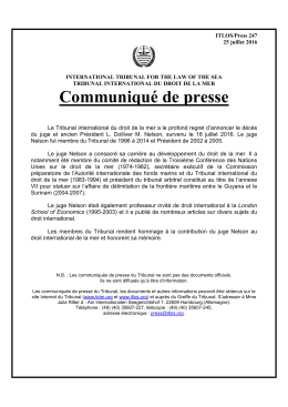 Communiqué de presse - International Tribunal for the Law of the Sea