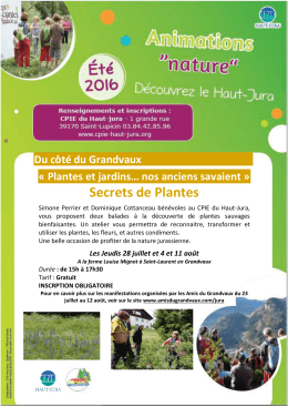 Secrets de Plantes - Le CPIE du Haut-Jura