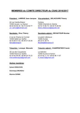 MEMBRES du COMITE DIRECTEUR du CSAS 2016/2017