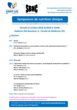 15 octobre 2016 : Symposium de nutrition clinique