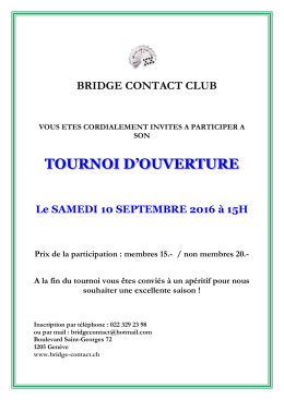 Tournoi d`Ouverture - Bridge