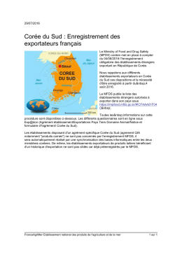 Corée du Sud : Enregistrement des exportateurs français