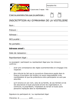 Formulaire d`inscription Français