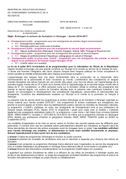 Échanges et actions de formation à l`étranger - Année