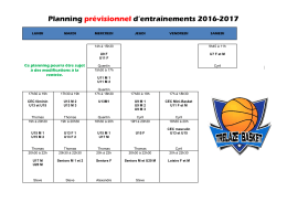 Planning prévisionnel des entraînements 2016/2017