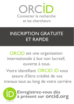 ORCID iD INSCRIPTION GRATUITE ET RAPIDE