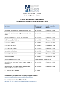 Licences et Diplômes d`Université EàD Campagnes de