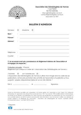 bulletin d`adhesion - Association des Généalogistes de Vanves