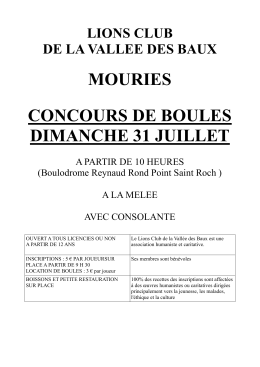 MOURIES CONCOURS DE BOULES DIMANCHE 31 JUILLET