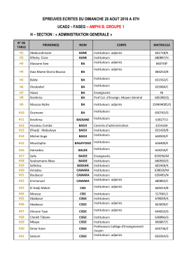 EPREUVES ECRITES DU DIMANCHE 28 AOUT 2016 A 07H