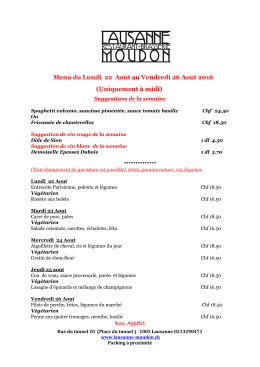 menu de la semaine - Lausanne