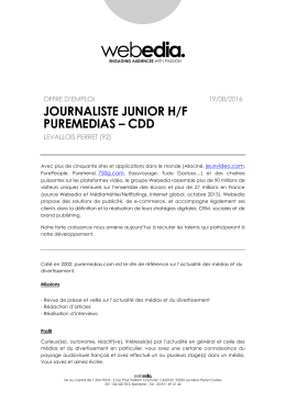 journaliste junior h/f puremedias – cdd