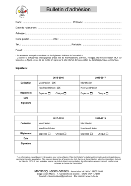 Bulletin d`adhésion - MLA – Montlhéry Loisirs Amitiés