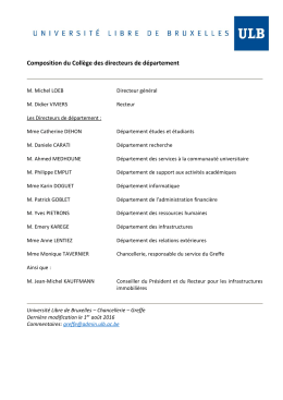Composition du Comité de Direction de l`Administration générale