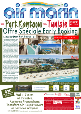 Offre Spéciale Early Booking