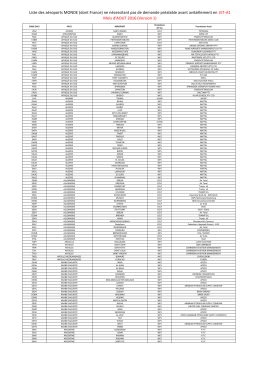 Liste des points d`avitaillement en jet A1 , sans préavis, dans le monde