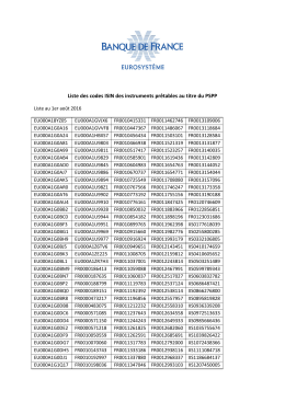 Liste des codes ISIN des instruments prêtables au titre du PSPP