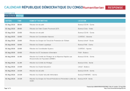 Calendar République Démocratique du Congo