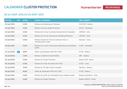Calendrier Cluster Protection | HumanitarianResponse