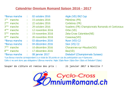 Calendrier Omnium Romand Saison 2016