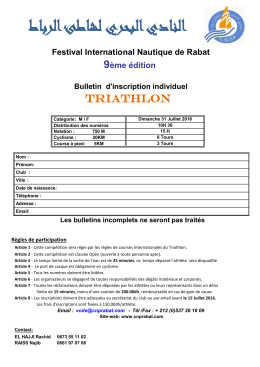 Bulletin d`Inscription - Club Nautique De La Plage De Rabat