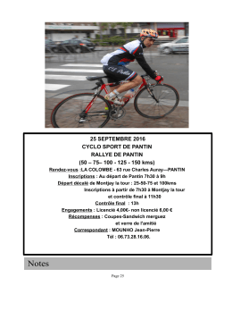 25 SEPTEMBRE 2016 CYCLO SPORT DE PANTIN RALLYE DE