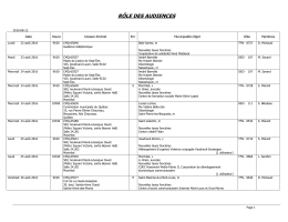 Calendrier des audiences de la Commission