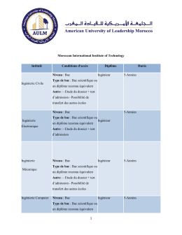 1 Moroccan International Institute of Technology Intitulé Conditions d