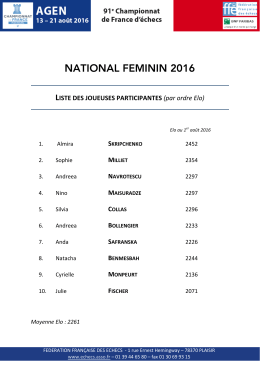 NATIONAL FEMININ 2016