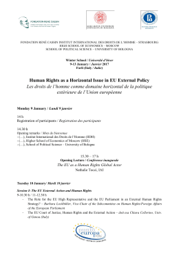 Human Rights as a Horizontal Issue in EU External Policy Les droits