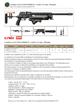 Carabine à air EVANIX SNIPER X2 - Cal.50 ( 12,7