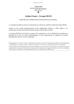Ardian France - Groupe DIAM - Autorité de la concurrence