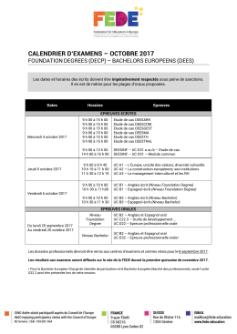 calendrier d`examens – octobre 2017