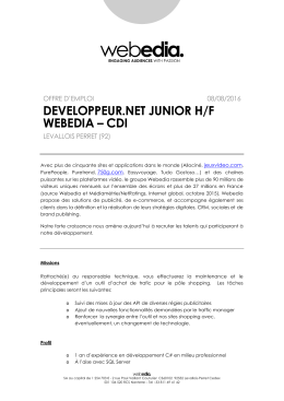 DEVELOPPEUR.NET JUNIOR H/F WEBEDIA – CDI