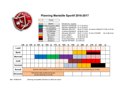 Planning entraînements 2016-2017