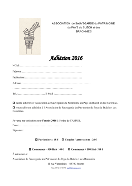 Bulletin d`adhésion 2016